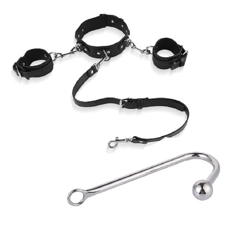5334 Collar with Beaded Anal and Elegant Cuffs Hook 0808